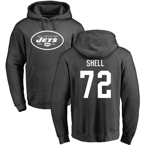 New York Jets Men Ash Brandon Shell One Color NFL Football #72 Pullover Hoodie Sweatshirts->new york jets->NFL Jersey